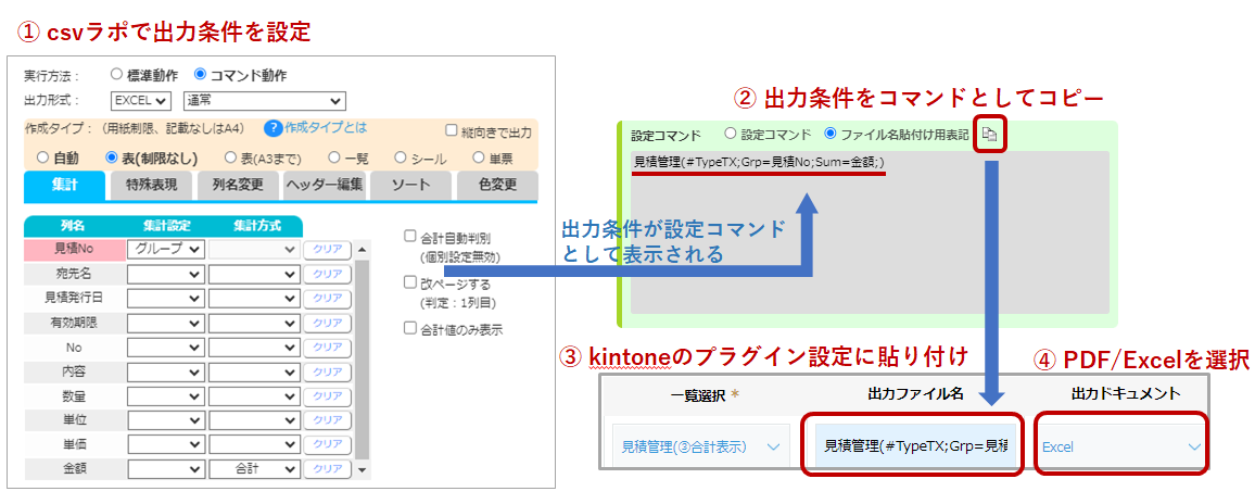 出力条件の設定方法