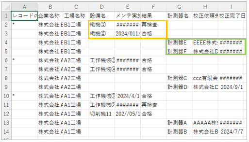 Excel出力した様子
